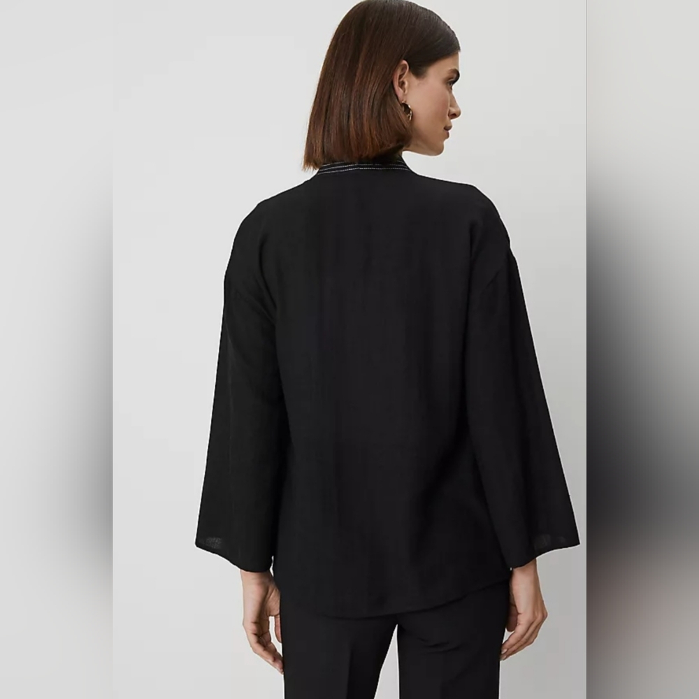 Ann Taylor Black and White Embroidered Jacket - Picture 2 of 6